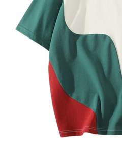 Camiseta Personalizada para Hombre, Color Block, Talla Grande, Verde, Negro, Rojo, Estilo Casual Urbano, Algodón, Manga Corta, Verano, Ajuste Holgado, Moda - Product Image 5