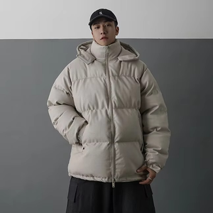 Veste d'hiver matelassée noire à capuche pour homme, style streetwear japonais, hip-hop, parka coréenne - Product Image 2