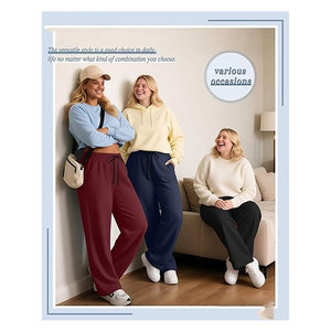 Pantalones de Yoga para Mujer Talla Grande, Pantalones Deportivos con Cordón, Bolsillos, Ajuste Holgado, Pantalones de Chándal para Ejercicio, Parte Inferior Abierta, Casuales - Product Image 5