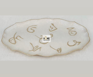 Fournisseurs en gros de plateaux vintage en métal blanc et doré Plateaux en métal décoratifs faits à la main pour la maison Équipement de restaurant d'hôtel - Product Image 3