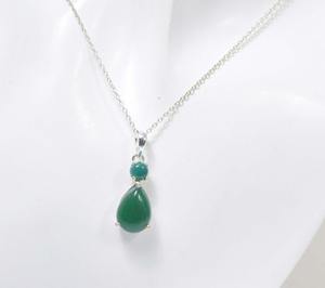 Colgante de Plata de Ley 925, piedras preciosas de ónix verde, accesorios para mujer, regalo de boda perfecto con joyería colgante estampada 925 - Product Image 2