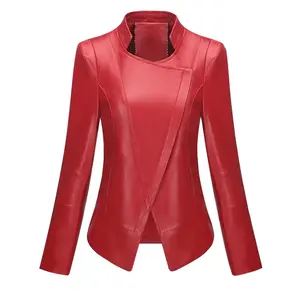Veste en cuir pour femmes, nouvelle tendance, taille personnalisée, cuir véritable, Logo imprimé personnalisé, manches longues, fermeture éclair inférieure - Product Image 2