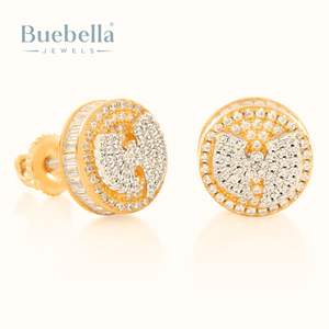 Venta caliente 925 Plata esterlina 18K Recubrimiento de oro Wu-Tang Logo Pendientes Joyería para mujeres - Product Image 1