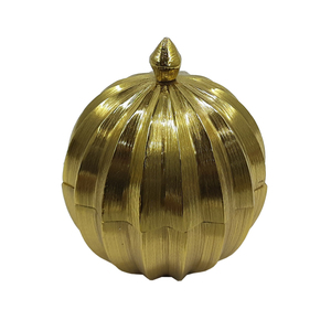 Boîte de rangement en forme de citrouille en métal plaqué or avec couvercle pour ustensiles de cuisine Boîte de rangement des aliments de table - Product Image 1