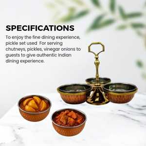 Premium 2 pièces cuivre acier vaisselle énorme demande service cornichon bouche désodorisant condiments compartiments bols support métal matériel - Product Image 5