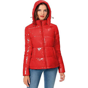 Manufacturer Exporter Quality Winter Quilted Puffer Jacket for Women Full Zip Bubble Padded Coat Shiny Woven Casual Style - Product Image 1