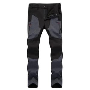 Pantalones de carga impermeables para exteriores para hombre, pantalones térmicos de Montañismo de carcasa suave gruesa de lana, patrón sólido a juego de colores - Product Image 3
