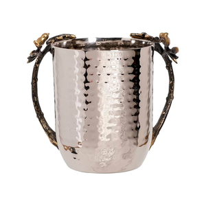 ถ้วยล้างสแตนเลสมือจับดอกไม้ทองเหลืองสำหรับโต๊ะในบ้านทรงตรงมีผิวเงาและมือจับ - Product Image 3