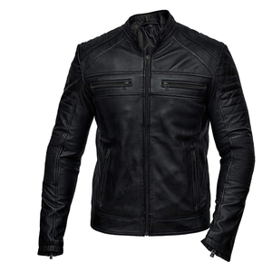 Veste de vélo d'hiver doublée d'un rembourrage en coton Veste de moto en cuir polonais avec capuche détachable - Product Image 1