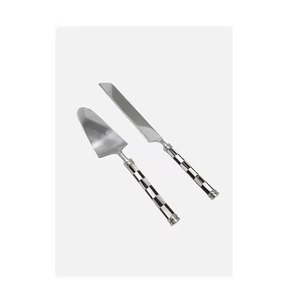 Serveur de gâteau en acier pour fête de mariage avec poignée en nacre ensemble de couverts couteau fourchette cuillère pour la cuisine à domicile - Product Image 3