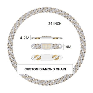 Bijoux glacés de qualité supérieure 14mm Hip Hop 925 argent VVS Moissanite chaîne à maillons cubains pour hommes - Product Image 6