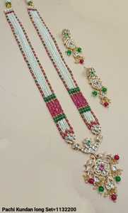 Indian Fancy Long Motipearl Pendent Mala <b>Drop</b> & Kundan Traditional Gold Tone <b>Pearl</b> Pendent <b>Necklace</b> Earring Set Women and Girls - Product Image 2