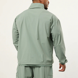 Veste coupe-vent rétro en nylon pour homme, style décontracté, grande taille, fermeture éclair, coupe ample, veste de sport d'extérieur - Product Image 2