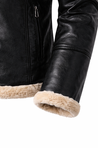 Chaqueta de cuero personalizada de alta calidad para hombre, chaqueta lisa con forro de piel, chaqueta de cuero estilo shearling personalizada en venta - Product Image 5