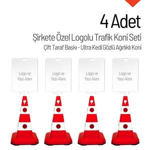 กรวยจราจรแบบตาแมวสองด้านพร้อมโลโก้บริษัทตามสั่ง (4 ชิ้น) - แผงกั้นจราจรที่มองเห็นได้ชัดเจน - Product Image 4
