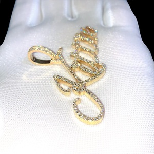 VVS Moissanite diamant pendentif personnalisé collier personnalisé en argent Sterling 925 Style Hip Hop lettres glacées pendentifs fins breloques - Product Image 2