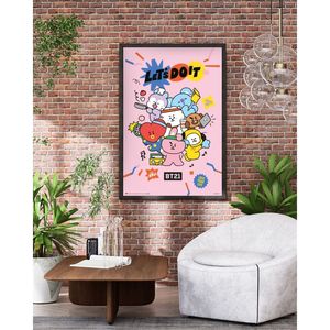 BT21 Modern Design Wall Decor Affiche Faisons-le Black <b>Frame</b> Paper <b>Poster</b> - Product Image 1