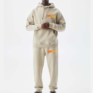 Ensemble survêtement décontracté pour homme, personnalisé, uni, OEM, impression en relief, coupe régulière, 100% coton, poids lourd - Product Image 6