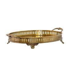 Bandeja antigua de oro de latón pulido personalizado con 4 Patas, atractivas bandejas planas de latón, platos para servir, bandejas para desayuno y comedor - Product Image 3