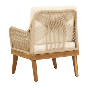 Combinaison de bois de teck de bonne qualité et de corde en rotin avec siège en mousse premium, chaises confortables pour l'extérieur et le salon - Product Image 6