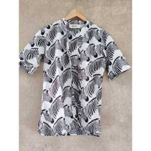 Conjunto de Shorts de Verano Casual de 2 Piezas para Mujer Zippy Zebra, Transpirable, Cuello en V, Tela Cambric 60X60 para Uso Diario - Product Image 5