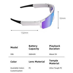 Gafas Inteligentes V06 1080p con Cámara Dual, Altavoz, Asistente de IA Deportivo, Control Táctil y Carga Magnética - Product Image 6