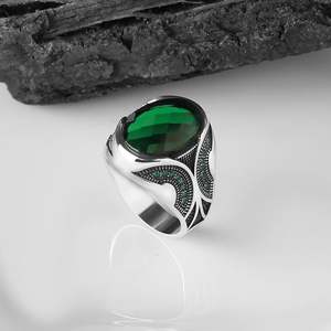 Bague turque en argent sterling 925 pour homme, style ottoman, avec pierre d'agate naturelle Fine Azuris VALKH1216 - Product Image 2