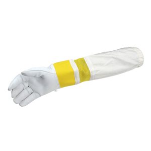 Último diseño de guantes de apicultura de cuero de grano de piel de cabra impermeable a prueba de picaduras cierre elástico largo puño de lona para apicultores - Product Image 6
