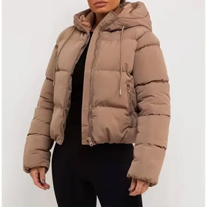 Dernier logo personnalisé S-6XL en gros veste chaude légère à capuche hiver bouffant rempli coton vestes manteau pour femmes 2025 - Product Image 4