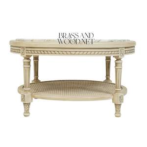 Table basse ronde de luxe avec plateau en marbre élégant et accents en laiton raffinés pour une décoration de salon élégante - Product Image 3