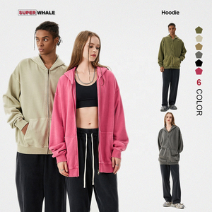 Sudaderas con Capucha Extra Grandes de Estilo Coreano, Lavadas al Ácido, Desgastadas, con Cordón, Totalmente Personalizables, para Hombre - Product Image 1