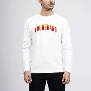 Ropa de calle hecha a medida, camiseta de gran tamaño de manga larga con cuello redondo y estampado, Camiseta holgada de algodón 100% de peso pesado para hombre - Product Image 2