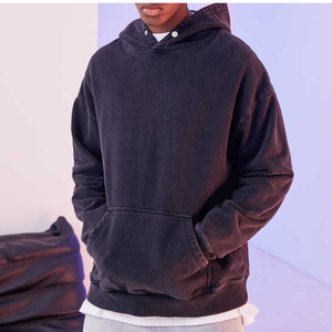 Moda Baggy Basic Hoodies Retro Pullover Oversized Hoodie Hombres Vintage 100% Algodón Con Capucha Hombre Hoodi Pullover Streetwear - Product Image 1