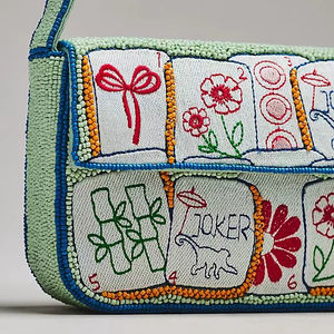 Large Capacity Velvet Fabric Hand Beaded Embroidered Portable Travel Cosmetic Jewelry <b>Storage</b> <b>Bag</b> Foldable Zipper <b>Multipurpose</b> - Product Image 3