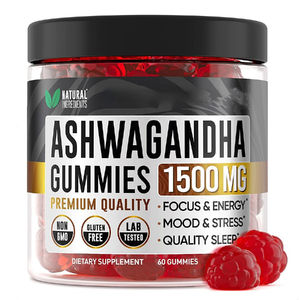 Özel etiket Ashwagandha Gummies organik Ashwagandha kök Vitamin desteği odak enerji sağlıklı ay stres yardımcı olur uyku - Product Image 1