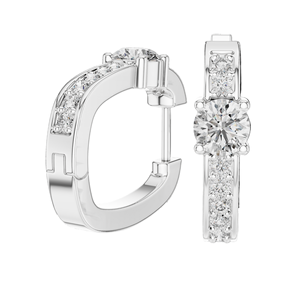 Boucles d'oreilles créoles en diamant CVD de laboratoire 0,792 CT VVS-VS-EF, Or 18 carats, 14 carats, 10 carats et Argent 925, Options Moissanite, Rose - Product Image 6