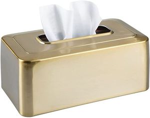 Antique Gold Plated <b>Tissue</b> <b>Holder</b> Rectangular Shape Wedding Storage Napkin Dispenser Custom Metal Tin <b>Box</b> With Logo - Product Image 1