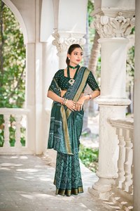 Sari en georgette pur Dhwaja Export avec bordure chati, provenant du Gujarat, pour femmes - Product Image 6