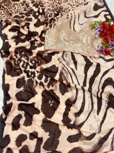 New Arrival Women's Vichitra Silk Faux Georgette Eco-Friendly Digital Floral Print Soft Ethnic <b>Bandanas</b> Sarees All Seasons - Product Image 6