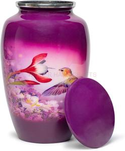 URNE DE CRÉMATION EN ALUMINIUM SOIGNEUSEMENT FABRIQUÉE À LA MAIN POUR LES CENDRES DE GRANDE TAILLE URNES DE LOISIRS (COLIBRI) - Product Image 1