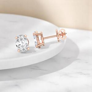 Boucles d'oreilles en diamant Moissanite de luxe 2.00 ct taille ovale en argent sterling 925 massif 1.00 ct chaque bijoux haut de gamme - Product Image 1