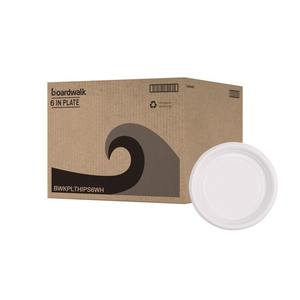 Assiettes jetables en plastique blanc haute résistance Boardwalk de 6 pouces pour fêtes - 1000/carton - Product Image 1
