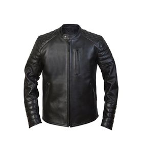 Chaqueta de motorista de cuero para niños al por mayor, Chaleco de cuero verde OEM para hombre, logotipo frontal informal de invierno teñido liso - Product Image 1