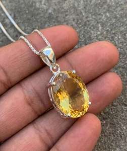 Pendentif en argent sterling 925 fait à la main avec citrine jaune, bijoux tendance, cadeau pour enfants avec pierre précieuse - Product Image 3