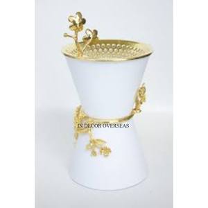 ที่จุดธูปสำหรับบ้านเคลือบเงาโลหะทรงกลมสีเงินขัดเงาพร้อมทองดีไซน์เนอร์ - Product Image 6