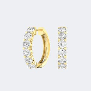 Pendientes de Aro Huggie con Diamantes Redondos de 1.00CTW, Oro de 14k, Cultivados en Laboratorio, Color D, VVS, Joyería Minimalista Pequeña para Mujer - Product Image 3