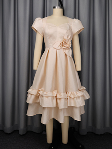 ADR060273 <span class=keywords><strong>Robe</strong></span> <span class=keywords><strong>de</strong></span> <span class=keywords><strong>cocktail</strong></span> pour jeune fille à manches courtes et volants, style été, avec fleur - Product Image 4