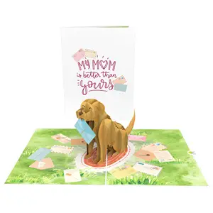 Hond Verzenden Brief 3d Pop-Up Kaart Bestseller Voor Moederdag Verjaardag 3d Kaart Handgemaakt Papier Las