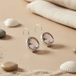 Boucles d'oreilles pendantes papillon pour femme, plaqué argent 925, quartz fumé, élégantes et éblouissantes pour les soirées - Product Image 1