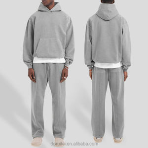 Haute qualité 600 Gsm Basics hommes Streetwear à capuche et pantalon de survêtement ensemble lourd polaire coton recadrée survêtement pour l'automne - Product Image 1